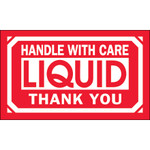 3 x 5" - "Handle With Care - Liquid - Thank You" Labels - 500/Roll