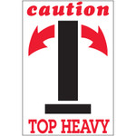 4 x 6" - "Caution - Top Heavy" Arrow Labels - 500/Roll