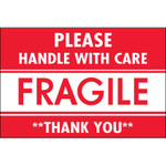2 x 3" - "Fragile - Handle With Care" Labels ---- 500/Roll
