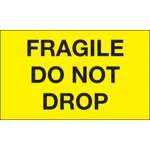 3 x 5" - "Fragile - Do Not Drop" (Fluorescent Yellow) Labels - 500/Roll