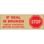 2" x 110 yds. - "Stop If Seal Is Broken" Tan (6 Pack) Tape Logic® Messaged Carton Sealing Tape - 6/Case