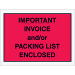 4 1/2 x 6" Red "Important Invoice and/or Packing List Enclosed" Envelopes - 1000/Case