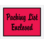 4 1/2 x 6" Red  "Packing List Enclosed" Envelopes -- 1000/Case