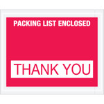 4 1/2 x 5 1/2" Red "Packing List Enclosed - Thank You" Envelopes - 1000/Case