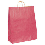 16 x 6 x 19 1/4" Pink Tinted Shopping Bags - 200/Case