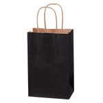 5 1/2 x 3 1/4 x 8 3/8" Black Tinted Shopping Bags - 250/Case