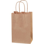 5 1/2 x 3 1/4 x 8 3/8" Kraft Paper Shopping Bags -  50/Case