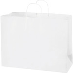16 x 6 x 12" White Paper Shopping Bags - 250/Case