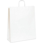 16 x 6 x 19 1/4" White Paper Shopping Bags - 200/Case