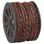 3/8", 2,450 lb, Black/Orange Twisted Polypropylene Rope - 600'/Coil