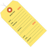 4 3/4 x 2 3/8" Yellow Repair Tags Consecutively Numbered - Pre-Wired - 1000/Case