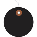 2" Black Plastic Circle Tags - Pre-Wired - 100/Case