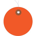2" Orange Plastic Circle Tags - Pre-Wired - 100/Case