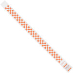 3/4 x 10" Orange Checkerboard Tyvek® Wristbands - 500/Case