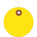3" Yellow Plastic Circle Tags - Pre-Wired - 100/Case