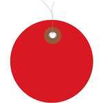 3" Red Plastic Circle Tags - Pre-Wired - 100/Case