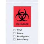 6 x 9'' - 2 Mil Biohazard Reclosable poly Bags  - 1000/Case