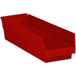 17 7/8 x 4 1/8 x 4" Red Plastic Shelf Bin Boxes - 20 Bins/Cs