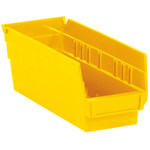 11 5/8 x 4 1/8 x 4" Yellow Plastic Shelf Bin Boxes - 36 Bins/Cs