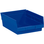 11 5/8 x 11 1/8 x 4" Blue Plastic Shelf Bin Boxes - 8 Bins/Cs