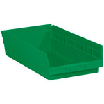 17 7/8 x 11 1/8 x 4" Green Plastic Shelf Bin Boxes - 8 Bins/Cs