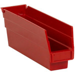 11 5/8 x 2 3/4 x 4" Red Plastic Shelf Bin Boxes - 36 Bins/Cs
