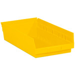 17 7/8 x 11 1/8 x 4" Yellow Plastic Shelf Bin Boxes - 8 Bins/Cs