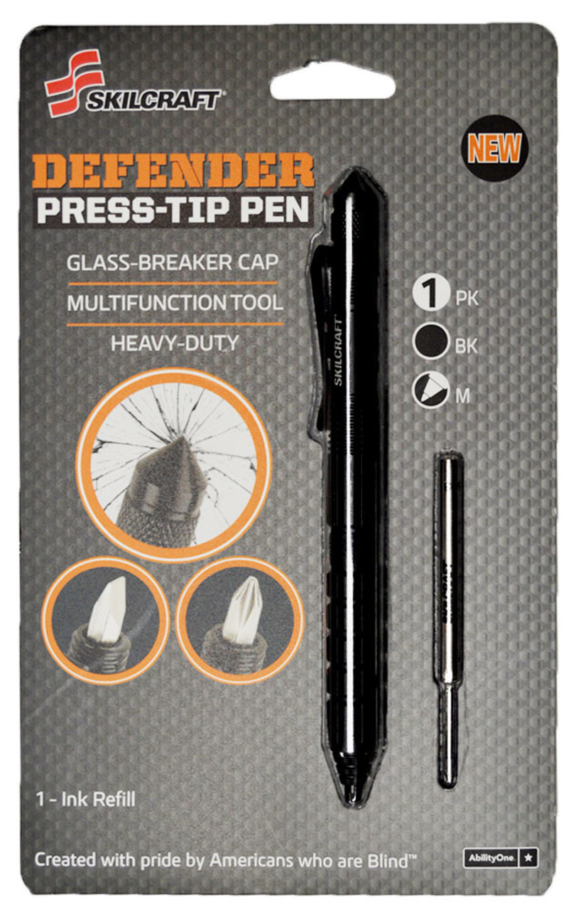 Skilcraft Defender Tactical Glass Break Pen | Press Tip Pen