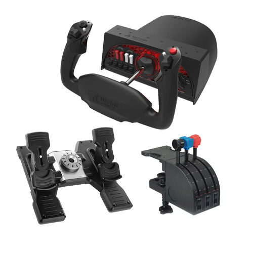 Honeycomb Yoke and Logitech Pedals and Throttle Bundle
