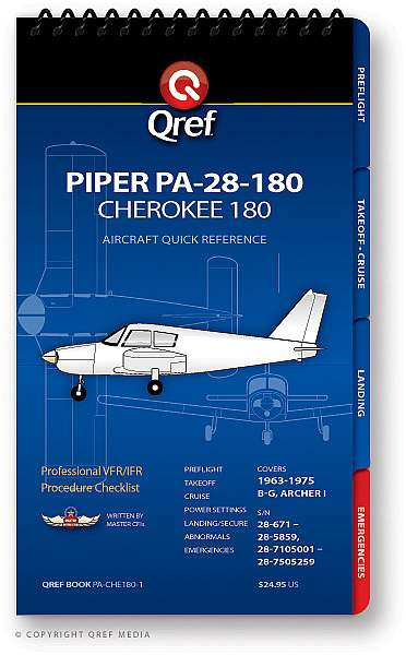 Piper Cherokee 180 PA-28-180 Qref Aviation Checklist Book