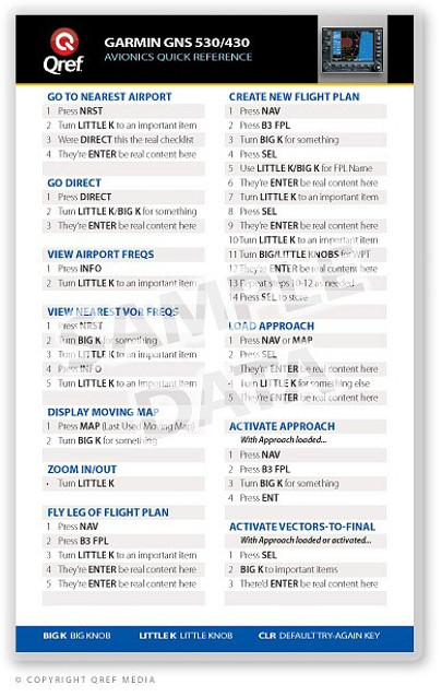 Garmin GNS 530/430 QREF Card