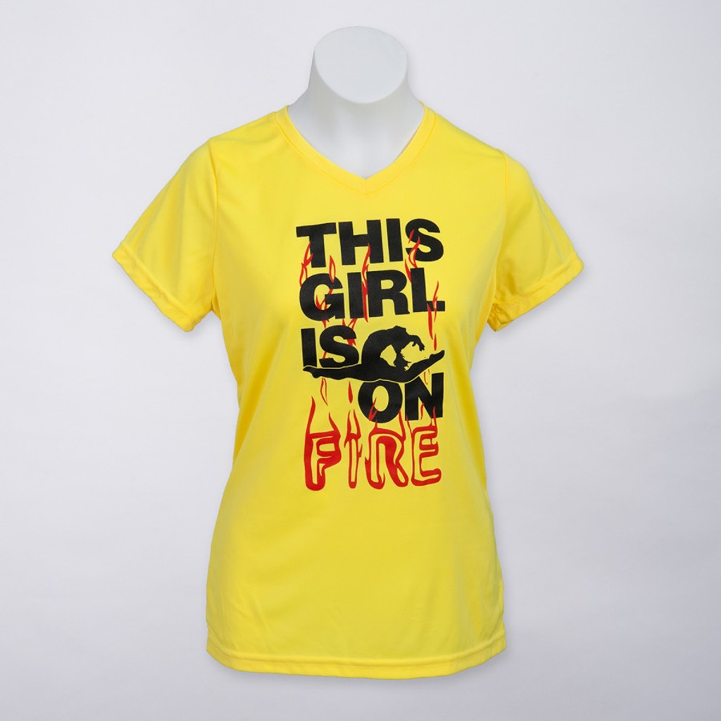 Gymnastics FIRE V-Neck Wicking T-Shirt