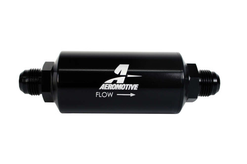 10an Inline Fuel Filter 10 Micron 2in OD Black, by AEROMOTIVE, Man. Part # 12387