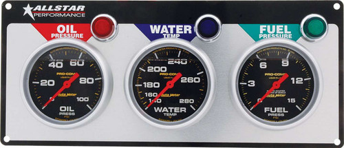 3 Gauge Panel A/M OP/WT/FP Liquid Filled, by ALLSTAR PERFORMANCE, Man. Part # ALL80123