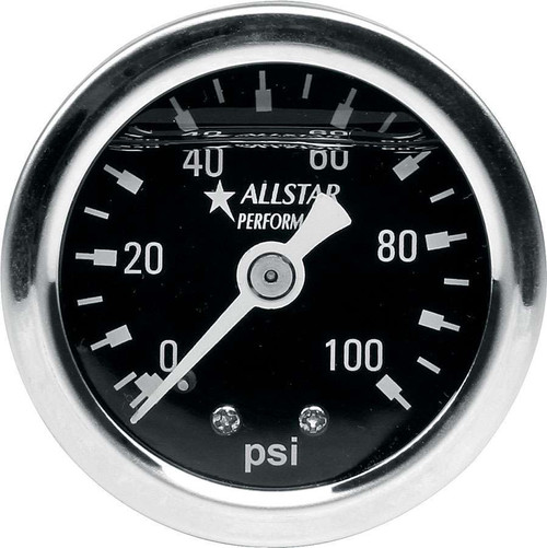 1.5in Gauge 0-100 PSI Liquid Filled, by ALLSTAR PERFORMANCE, Man. Part # ALL80206