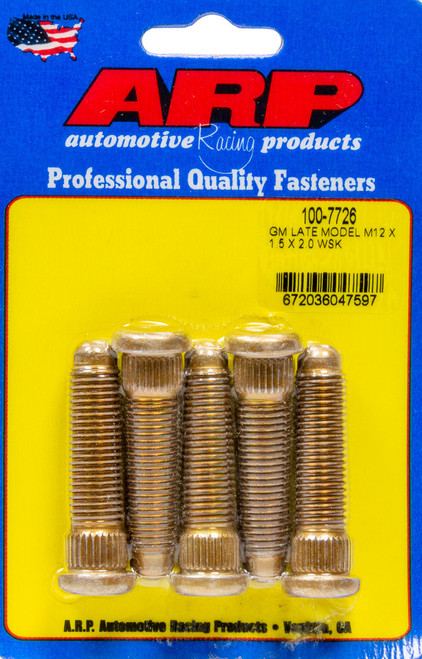 Wheel Stud Kit 12mm x 1.5 x 2.0 (5pk), by ARP, Man. Part # 100-7726