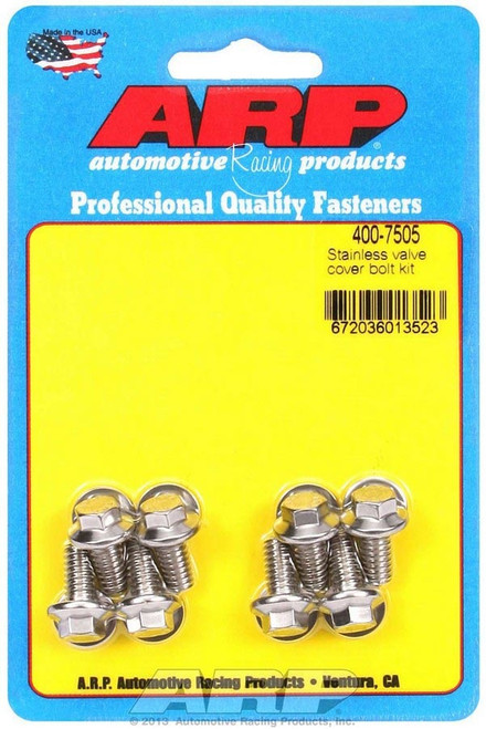 S/S Valve Cover Bolt Kit 1/4in- 20 6pt. (8), by ARP, Man. Part # 400-7505