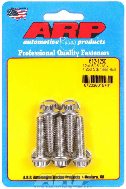 S/S Bolt Kit - 12pt. (5) 5/16-18 x 1.250, by ARP, Man. Part # 612-1250