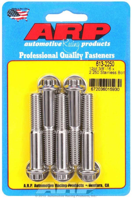 S/S Bolt Kit - 12pt. (5) 3/8-16 x 2.250, by ARP, Man. Part # 613-2250