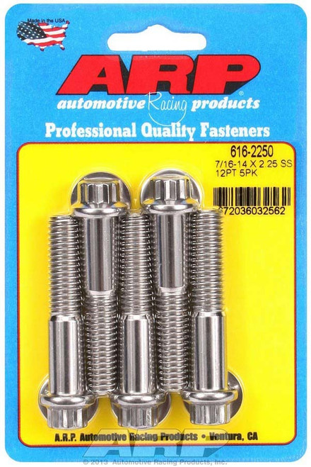 S/S Bolt Kit - 12pt. (5) 7/16-14 x 2.250, by ARP, Man. Part # 616-2250