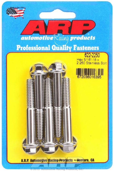 S/S Bolt Kit - 6pt. (5) 5/16-18 x 2.250, by ARP, Man. Part # 622-2250