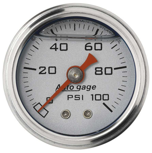 1-1/2in Pressure Gauge - 0-100psi - Silver Face, by AUTOMETER, Man. Part # 2180