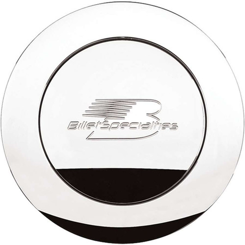 Polished Horn Button Lg. Billet Logo, by BILLET SPECIALTIES, Man. Part # 32625