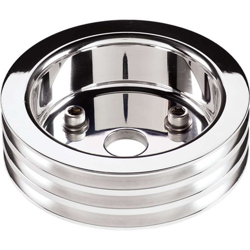 Polished SBC 3 Groove Lower Pulley, by BILLET SPECIALTIES, Man. Part # 81320