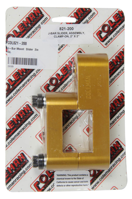 J-Bar Mount  Slider  2in Sq., by COLEMAN RACING PRODUCTS, Man. Part # 821-200