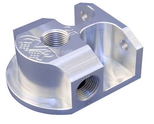 Billet Alum Remote Oil Filter Mount GM, by CVR PERFORMANCE, Man. Part # OFM61