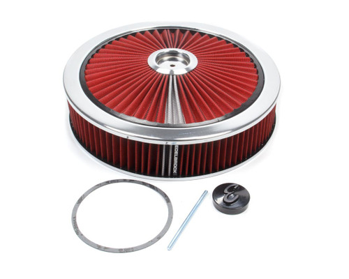 Air Cleaner Kit - 14in Dia. Breathable - Red, by EDELBROCK, Man. Part # 43660