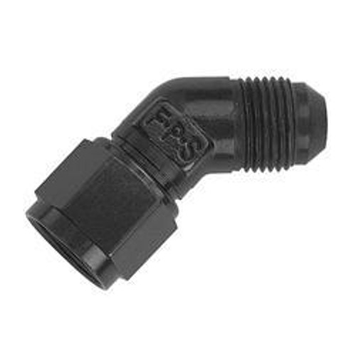 #6 Female Swivel to Male 45 Degree Fitting Black, by FRAGOLA, Man. Part # 498003-BL
