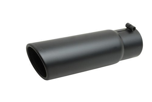 Black Ceramic Rolled Edg e Angle Exhaust Tip, by GIBSON EXHAUST, Man. Part # 500650-B