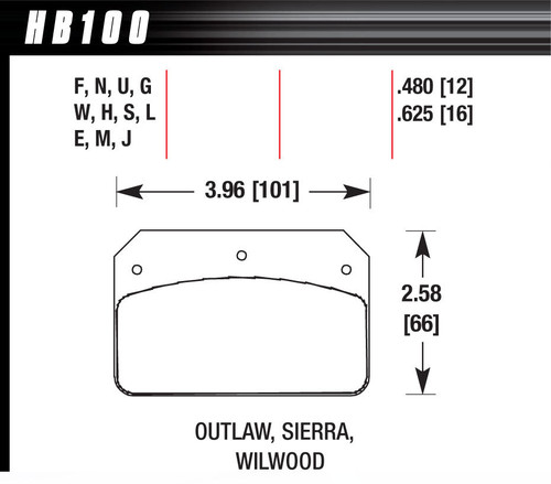 Brake Pads , by HAWK BRAKE, Man. Part # HB100J.480